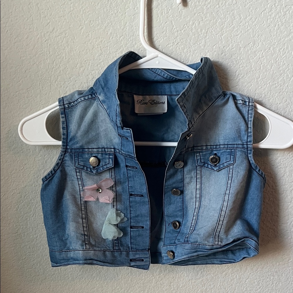 Rare Editions Blue Denim Vest with Star Patches